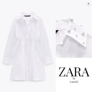 ZARA Short Casual Style Flared Long Sleeves Plain Cotton Size S, M NWT